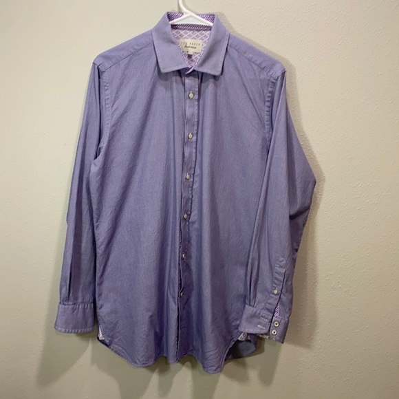 Ted baker endurance Murgese Trim Fit Geometric Dress Shirt In Purple‎ - Picture 1 of 7